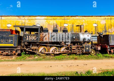 Un vieux train de chemin de fer à Trinidad, Cuba Banque D'Images