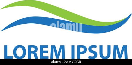 La ligne verte et bleue représentent l'herbe et l'eau, vagues, élément de design graphique de vecteur Illustration de Vecteur