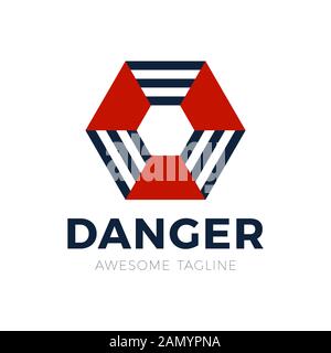 Danger logo vectoriel hexagonal rayonnement. Icône de rayonnement remplie pour la conception de site Web et mobile, développement d'applications. Icône de rayonnement de physique remplie. Illustration de Vecteur