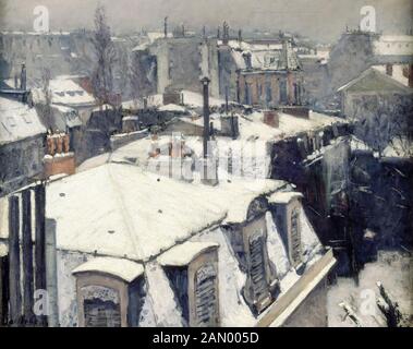 Gustave Caillebotte, peinture, toits dans la neige, (effet neige), 1878 Banque D'Images