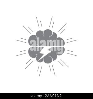 vecteur de symbole de tempête dans le nuage de cerveau Illustration de Vecteur