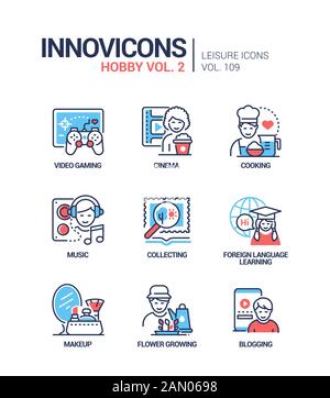 Passe-temps et activités - ligne style design icons set Illustration de Vecteur