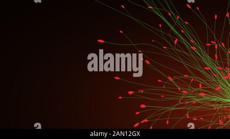 Vigne verte avec feuilles rouges sur fond rouge graduée Banque D'Images