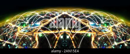 Conception moderne de la ville et du concept de réseau.Internet et communication résumé fond.Skyline et lien virtuel Banque D'Images