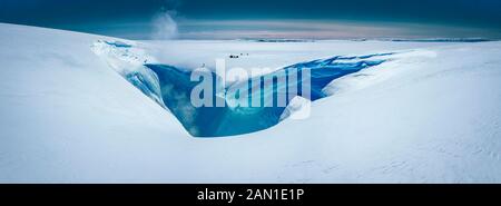 Calderas - l'expédition de printemps de la société Glaciologique, le glacier Vatnajokull, Islande Banque D'Images