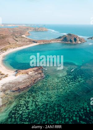 Vue aérienne de la plage de Tanjung aan, Lomobok, Indonésie Banque D'Images