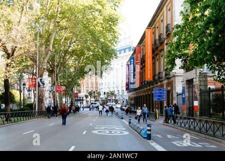 Madrid, Espagne - 14 Avril 2019 : Musée Thyssen-Bornemisza à Paseo del Prado. C'est un musée d'art situé à proximité du musée du Prado Banque D'Images