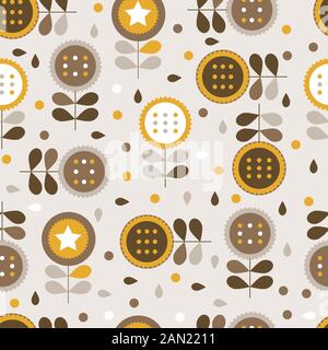 Motif sans couture de belles fleurs texturées. Illustration de Vecteur