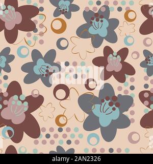 Magnifique motif fleuri sans coutures avec éléments géométriques. Illustration de Vecteur