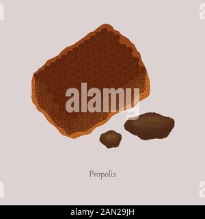 Propolis ou colle d'abeille substance résineux sur fond gris. Illustration de Vecteur