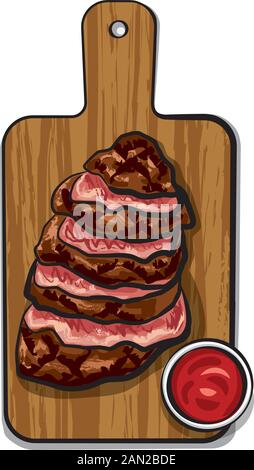 Illustration de tranches de boeuf rôti de boeuf avec sauce tomate35 Illustration de Vecteur