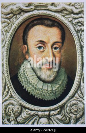 Henri IV, Henri IV, lu sous le nom d'Henri-quatre; 13 décembre 1553 – 14 mai 1610, également connu par l'épithet Bon roi Henry, était roi de Navarre de 1572 à 1610 et roi de France de 1589 à 1610, / Heinrich IV., Heinrich IV., Gelesen als Henri-quatre; 13. Dezember 1553 - 14. Mai 1610, auch unter dem Beinamen Guter König Heinrich bekannt, war von 1572 bis 1610 König von Navarra und von 1589 bis 1610 König von Frankreich, Historisch, Digital amélioration de la reproduction d'un original du XIXe siècle / digitale Reproduktion einer Originalvorlage aus dem 19. Jahrhundert Banque D'Images