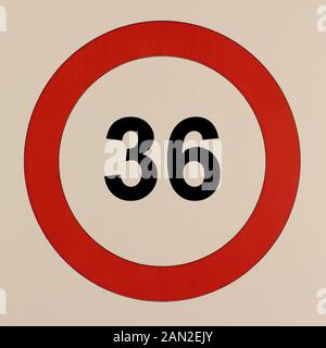 Illustration des Straßenverkehrszeichen 'Maximale Geschwindigkeit 36 km / Stunde" Banque D'Images