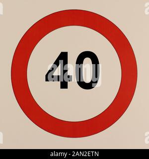 Illustration des Straßenverkehrszeichen 'Maximale Geschwindigkeit 40 km / Stunde" Banque D'Images