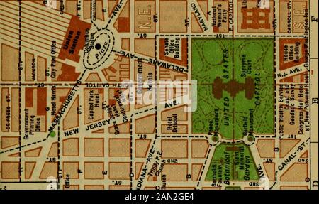 Rider's Washington; un guide pour les voyageurs, avec 3 cartes et 22 plans . les législateurs américains (parmi lesquels se produisent de nouveau les caractéristiques de JusticeMarshall). En montant l'escalier, nous atteignons la seconde terraceforming une grande esplanade séparée du sous-sol de l'édifice par une sorte de tranchée ou de fossé, donnant la lumière et l'air au sous-sous-sol. Sous cette terrasse sont des aseries d'appartements maintenant utilisés comme bureaux, mais qui, pendant les premiers jours de la guerre civile, ont été convertis en boulangeries, qui se sont transformées quotidiennement 16 000 pains pour l'utilisation de la théarmy. De cette terrasse le visiteur peut en Banque D'Images