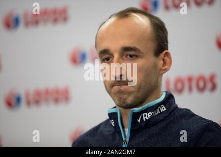 Czestochowa/Pologne-28 Décembre 2018 Conférence de presse du Groupe Lotos S.A. avec Robert Kubica et vice-président de la gestion du Groupe Lotos J.Wittstoch Banque D'Images