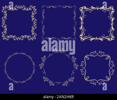 Ensemble de cadres fleuris décoratifs Illustration de Vecteur