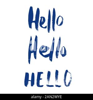 Bonjour jeu d'expressions d'encre. Collection de mots de grunge. Illustration vectorielle. Illustration de Vecteur