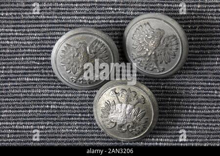 - Boutons d'uniforme de l'Armée de la République populaire de Pologne, armoiries, Banque D'Images
