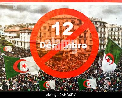 Manifestation de la diaspora algérienne contre les élections présidentielles en Algérie, Bron, France Banque D'Images