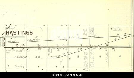 Carte et guide de Huebinger pour la route transcontinentale Omaha-Denver; . 133. 134 Banque D'Images