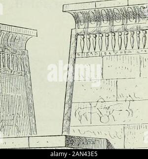 Histoire de l'art dans l'antiquité : Égypte, Assyrie, Perse, Asie demeure, Grece, Etrurie, Rome . couronnail la gorge. Dans les temples ptolématiques, le portique seratoujours ainsi bouché par le bas. La belle salle hypostyle de Dende-rah, sur sa façade avant normale, ne présente point dautre cloture. Nous nous sentons auprès de nous-mêmes pour que nos yeux se soientfamiliariés avec la forme que lon connaît sous le nom de tamisetitienne. Dés Lancien Empire larchitecte avait trouvé celle bellecorniche, dont la franche smarin termine si bien bien ces constructionsmassives. Cette corniche se compose de Banque D'Images