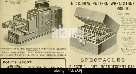 Nature . l6%yh6- JOURNAL ILLUSTRÉ HEBDOMADAIRE DES SCIENCES. De Nat ire fait confiance à La base solide qui construit pour l'aye -Wordsworth. N° IS 9 Vol. 59] JEUDI 8 DÉCEMBRE 1898. [Prix Un S HILLING. Enregistré comme un journal A t e Ge neral Post Offic =.) [All Right ar e reserved THE NEWTONIAN UNIVERSAL SCIENCE LANTERN NALDER Bros. & CO., LTD 16 RED LION STREET, LONDRES, E.C. N.C.S. NOUVEAU MODÈLE PONT WHEATSTONE. POINTS SUR Banque D'Images