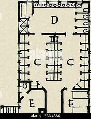 Construction d'un hôpital de tuberculose et d'un sanatorium ; . iQaflofmnnanB lidflflatOtiDDTL B ^ A *^ B A, salle d'assemblage. B, quartier. C, vestiaire. D, toilettes. E, Bureau des infirmières. F, quartier d'urgence. G, Veranda. Banque D'Images