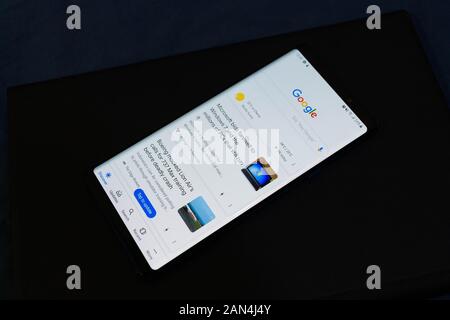 Photo de la page d'accueil recherche Google sur Android (Samsung Galaxy Note 9) Banque D'Images