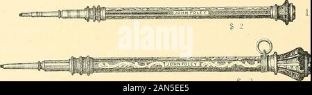 Histoire de l'invention et l'illustre processus de fabrication de diamants de Foley a souligné les stylos d'or . Télescope d'or Stylo et crayon CAS.. $ 3 Banque D'Images