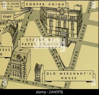 Découvrez New York avec Henry Hope Reed, Jr.-- : une série de visites à pied bien mappé, réimprimé dans les pages du New York Herald Tribune . Ken Rtzgerald quelques colonnes isolées, quelques fenêtres de style gothique, un musée et un établissement d'enseignement, maison apreserved-tous sont rencontrés dans la petite zone triangulaire off Cooper Square. La vue vers le bas de la rue Lafayette cette pointoffers une indication claire de l'endroit où la rue était cutthrough. La visite se gauche, autour de 29 East 4th Street.à ce numéro, l'ancienne maison presentsa marchands partie-partie-fédéral, façade Renaissance grecque de 1832.Cette maison est unusua Banque D'Images