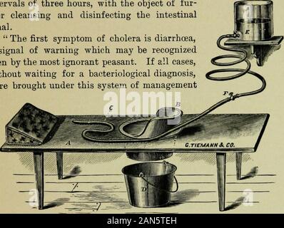 Les principes et la pratique de l'hydrothérapie : un guide pour l'application de l'eau dans la maladie pour les étudiants et les praticiens de médecine . ou quatre évacuations, qui wouldbe suivi d'un intervalle de repos et de 12 à l'arrêt de l'enregistrement médical*, le 17 décembre 1893. Choléra asiatique. 315 vingt-quatre ou trente-six heures. La croyance de l'spasme de l'intestinalmuscles, qui a produit la souffrance intense, suivi promptlyupon la suppression de la table des matières irritantes, et l'administration ofmorphine n'était pas nécessaire. Dans presque tous les cas l'estomac wasalso irrigué avec une solution de sal Banque D'Images