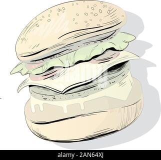 Illustration vecteur de Burger. L'icône de restauration rapide. Illustration de Vecteur