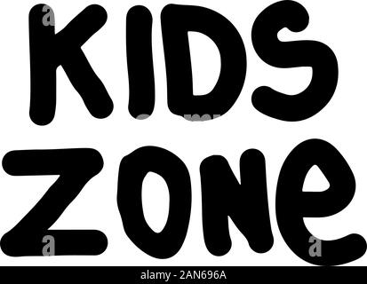 Logo Kids zone sign isolated on white backgroun. Emblème du vecteur pour une aire de jeu pour enfants. Logo pour la chambre des enfants. Texte enfants dans pop art style bande dessinée. D Illustration de Vecteur