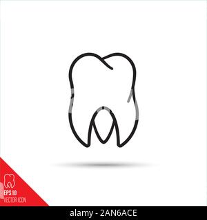 L'icône de la ligne du vecteur de la dent. Soins de santé dentaire et symbole. Illustration de Vecteur