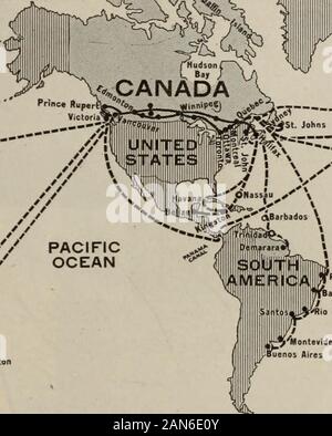 Canadian Transportation & Distribution Management . WnfeJSMSt. Johns. Îles britanniques Glasgow,ISt de ballast. Johns -.V ntevideoenos Aires de services de fret régulier, Montréal (Qc) (en été) de Halifax (N.-É.) et ST. JOHN, N.-B.) (en hiver)Tous les 15 jours à Saint John's, à l'hebdomadaire Nfld.-Royaume-Uni, Liv-erpool, Londres, Glasgow, Cardiff, Swansea, etc. Tous les 15 jours à British West en-meurt et Demerara. Banque D'Images