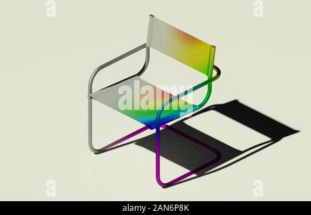 Chaise de patio un rendu 3D, son maillage et déviation de cartographie indicative analyse par éléments finis sur fond blanc Banque D'Images