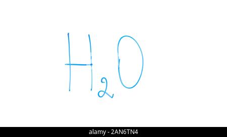 Formule H2O écrit sur le verre, la chimie de base leçon de molécule d'eau Banque D'Images