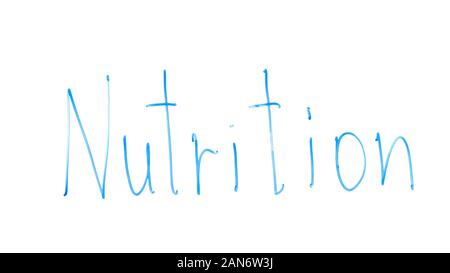 Tableau de la parole écrite sur le verre, bonne alimentation, programme de perte de poids, les suppléments Banque D'Images