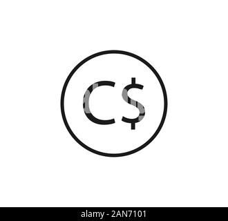 L'icône du dollar canadien. Vector illustration design plat, Illustration de Vecteur