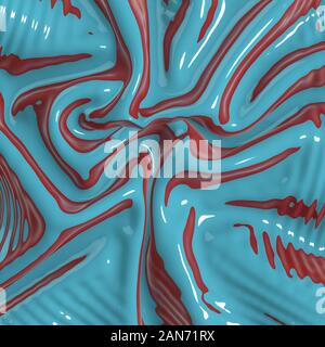Résumé et brillant de soie de luxe en forme de vague liquide avec plis. Matière velours satin ou en arrière-plan des couleurs verte et rouge. 3d illustration. Banque D'Images