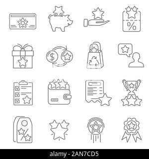 Programme de fidélité Line Icons Set Illustration de Vecteur