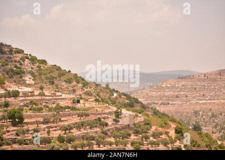 Paysage de collines de Bethléem Cisjordanie lors d'une journée ensoleillée Banque D'Images