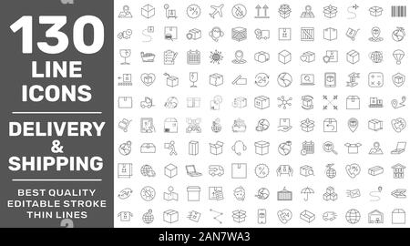 Ensemble simple de la livraison et la logistique liées ligne vectorielle d'icônes. Avc. modifiable EPS 10 Illustration de Vecteur