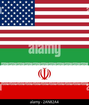 Des drapeaux américains et iraniens. Deux symboles nationaux d'états Illustration de Vecteur