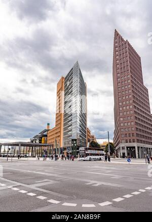 Vue sur la Potsdamer Platz et de bâtiments à Berlin, Allemagne. Banque D'Images