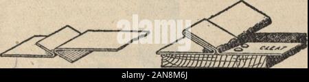 1914 Aide pour les couvreurs et les tôliers . Fig. 3. Fin de taquet remis Fig. 4, Adjoinine fiche signalétique L'ongle-têtes. forage. 0. Plate couture terminé, montrant le taquet (0 L D. BERGER, Philadelphie. PA. Standing-Seam Roofing Banque D'Images