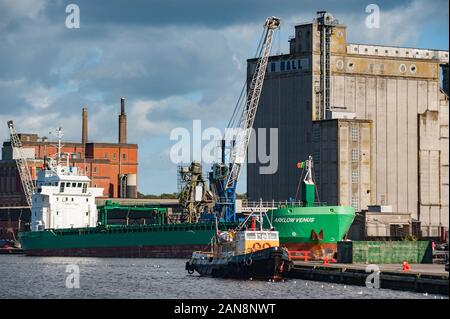 La ville de Cork, Irlande - Août 29th, 2012 : Vénus Arklow cargo général de déchargement dans le port de Cork, Irlande Banque D'Images