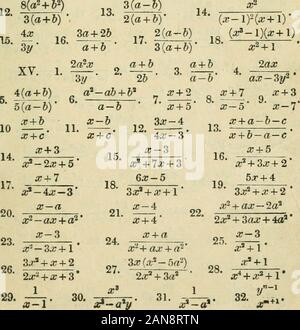 Algèbre pour les débutants avec de nombreux exemples .  + a. 34. a;-2o. 35. a ;- ?/. XIII. 1. 12a6. 2. 36a6c3. 3. 24aÂ"5*j:3 !/Â".4. (A  + D)(rt-6)Â". 5. 12ad(A  + 6Â"). 6. (A  + D) (a- 63).7. Ar  + (l)(a ;  + 3)(j ?-4). 8. (A ;  + 2)(a: +4)(a ;*  + 3a ?  + l)i 9. a ;(2.r +l)(3j ;-L)4.f  + 3). 10. (A:2-5a;4-6)(ar-l)(j ?-4). 11. (V  + 3j ;  + 2)(.r-3)(a; +5). 12. (A;Â"  + a ; +l)(a ;* +l)(a : +l)(j ?-l). 13. (A :-arÂ"-4a ;  + 4)(ar-l)(.Â"-4). 14. (X* - &lt;r j ;  + a) (a :*  + a.r  + a) (A ; - a). 15. ZQa ?l^^&Lt ;. 16. 120(a  + 6)a-6)Â". Des réponses. 309 17. 24a-.&)(A  + &3). 18. L'OMV[a  + h){a-h). 19. x^-. 20. x^ J 21. a ;-l. 22. (X +l)(;c  + 2)a Banque D'Images