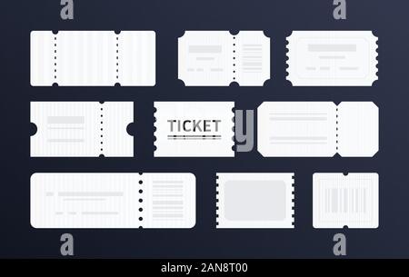 Modèles de ticket vierge - ensemble d'éléments de style design plat vector Illustration de Vecteur